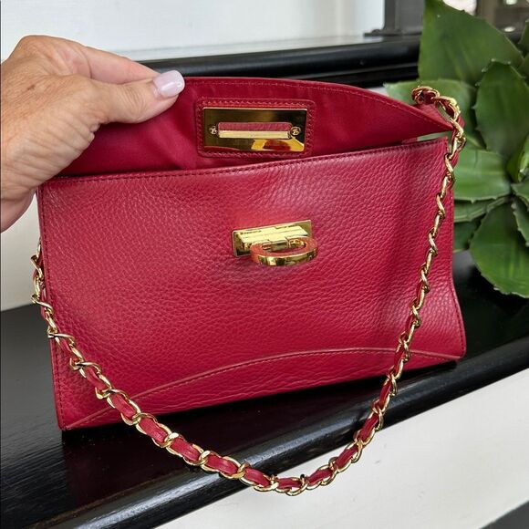 Kate Landry genuine leather shoulder purse, like new red gold - Picture 7 of 9